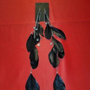 Long Dramatic Feather Earrings